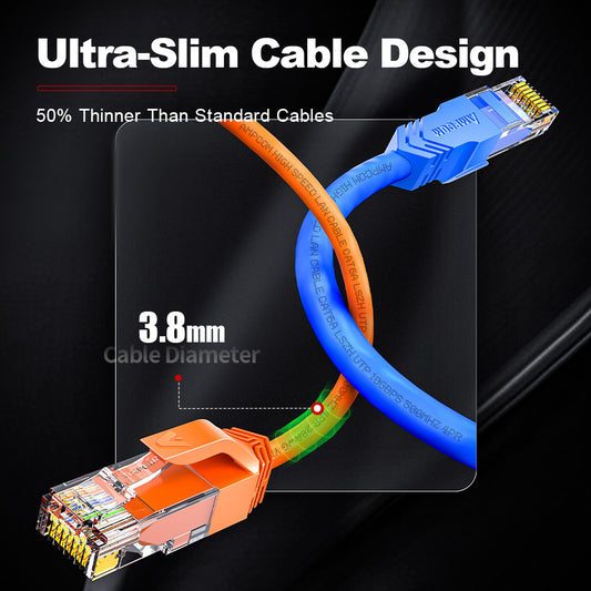 AMPCOM Cat6a 28AWG UTP Ultra-Slim LSZH Patch Cable for High-density Data Center Cabling
