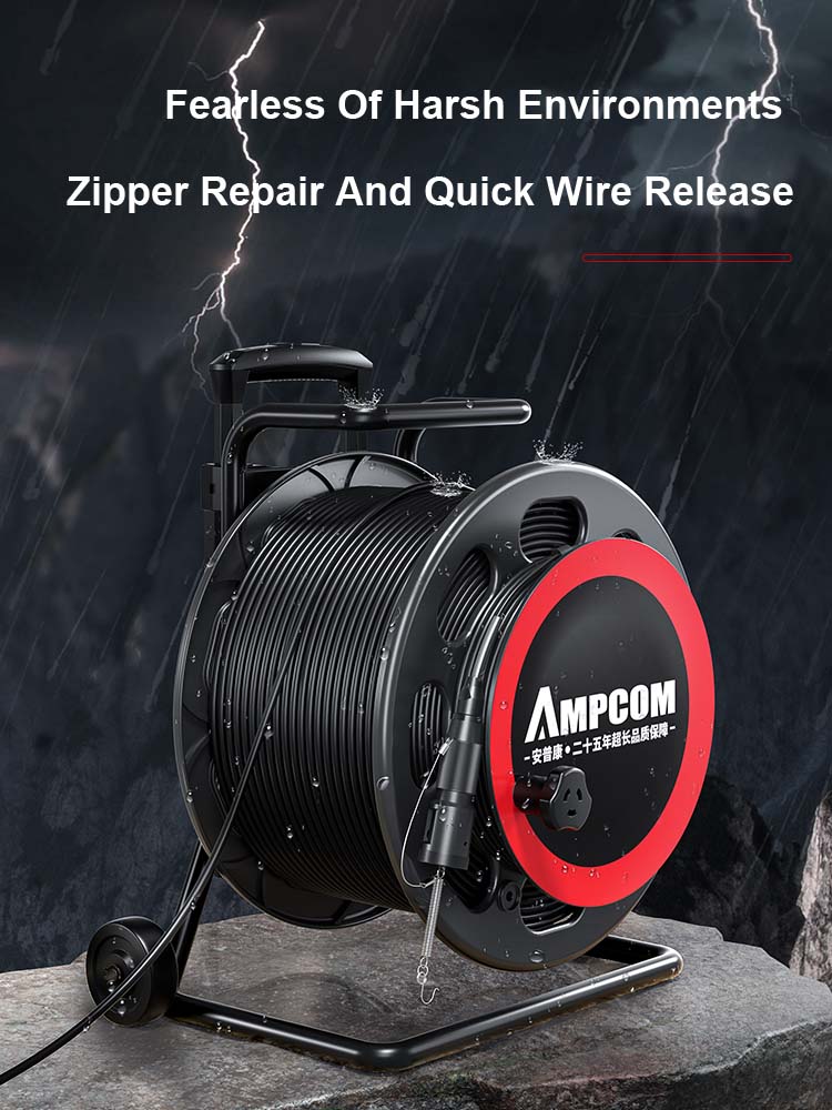 AMPCOM TPU Telescopic Rod Roller Fiber Optic Cable Laydown Cart Highly Convenient Cable Laydown Cart