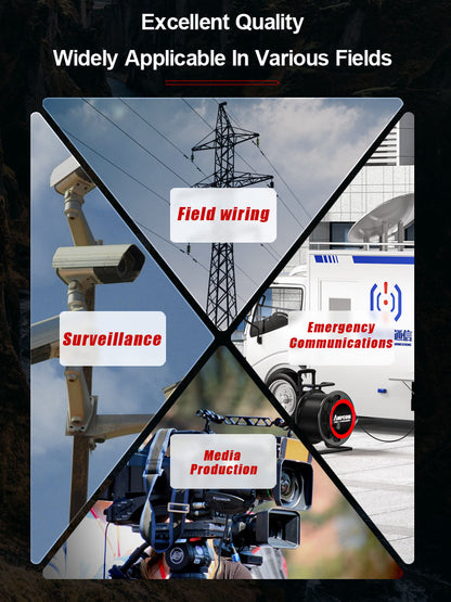 AMPCOM TPU Telescopic Rod Roller Fiber Optic Cable Laydown Cart Highly Convenient Cable Laydown Cart