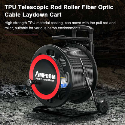 AMPCOM TPU Telescopic Rod Roller Fiber Optic Cable Laydown Cart Highly Convenient Cable Laydown Cart